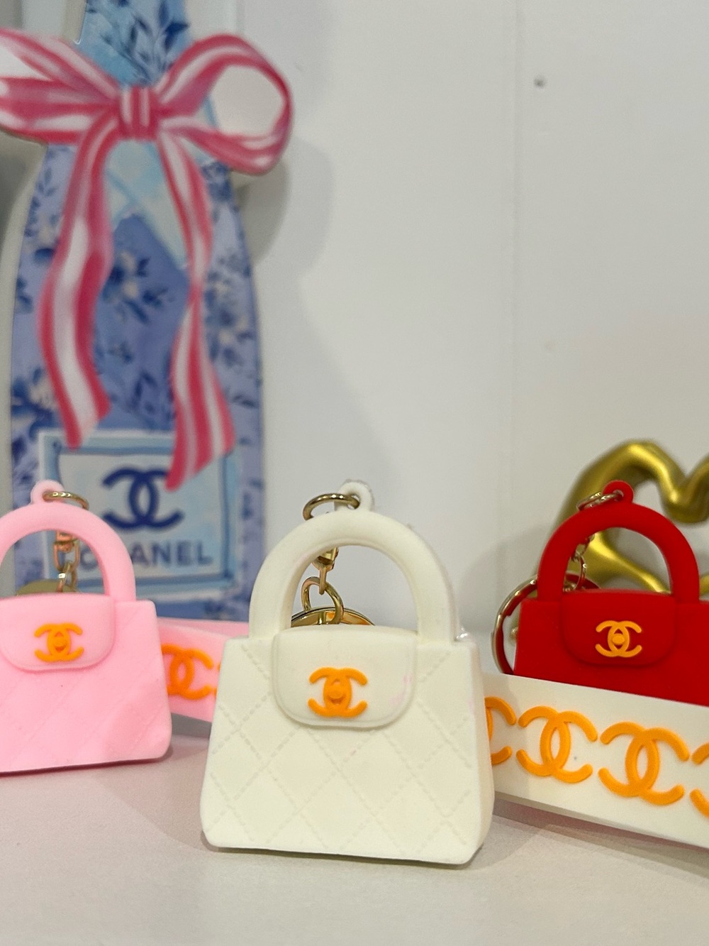 Inspired Mini Quilted Handbag Keychain - Choose 1